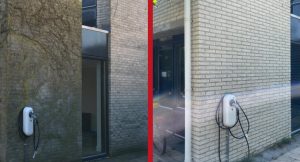 Gevel zandstralen in Nieuwekerk aan den Ijssel: voor en na